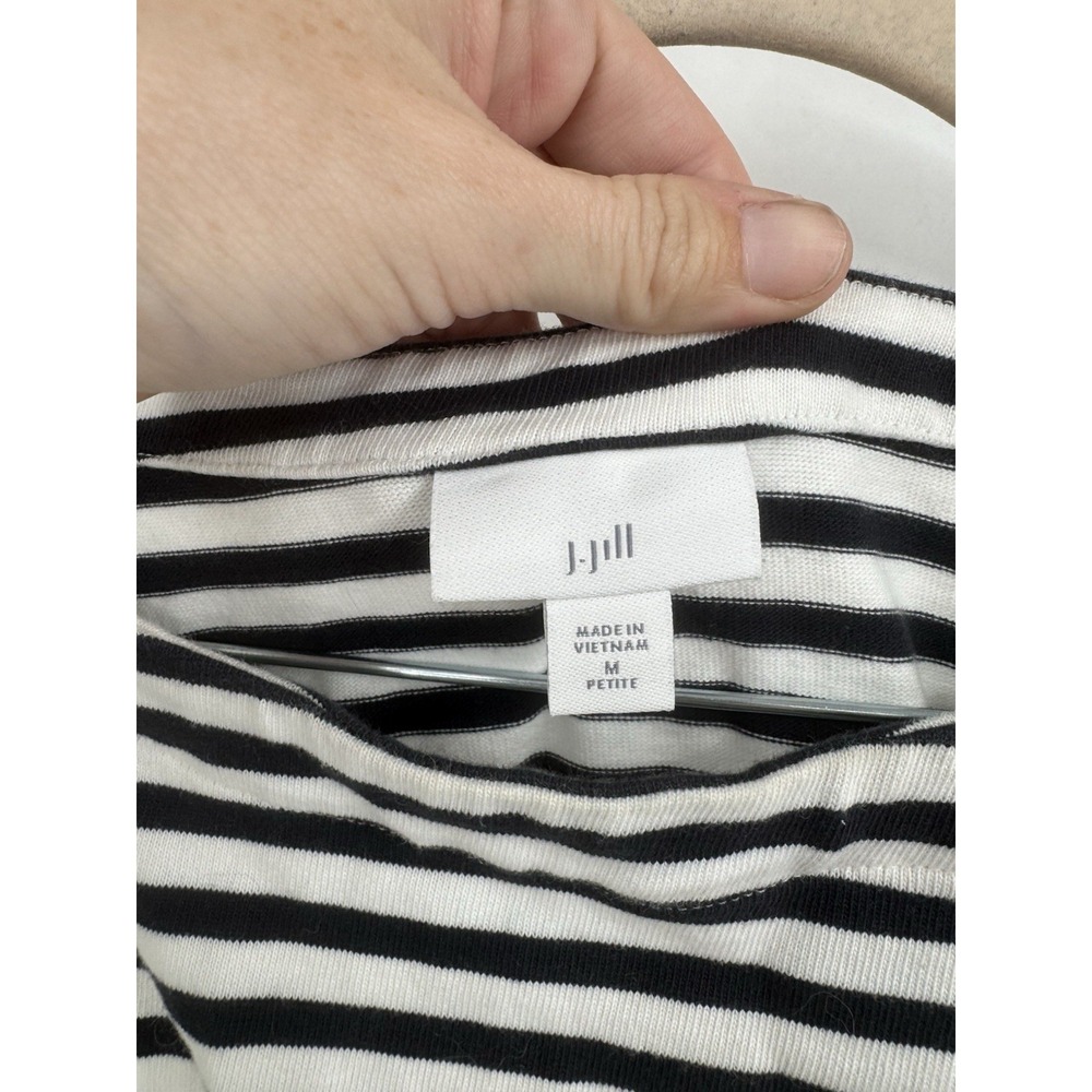 J. Jill White & Navy Striped Mini Shift Dress Women Petite Medium Coastal Beach - Picture 3 of 8
